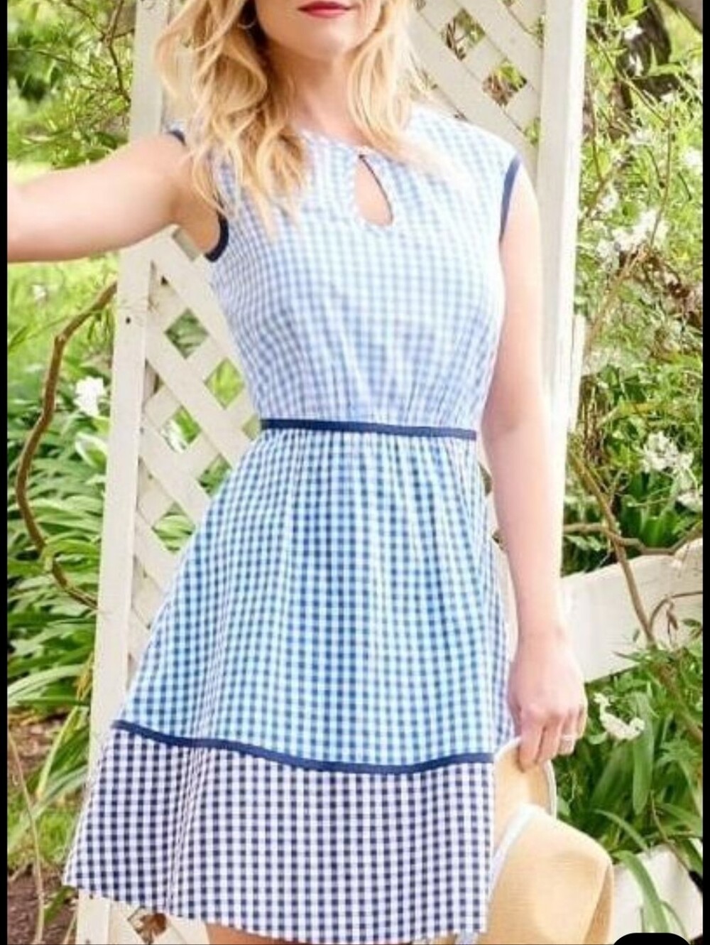 $250 NWT Draper James Sara Beth Gingham Dress Blue Check Size 6